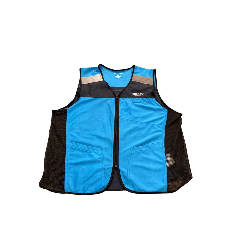 Amazon Prime Mens Blue Reflective Luly Yang Full Zip Sleeveless Vest Size M/L